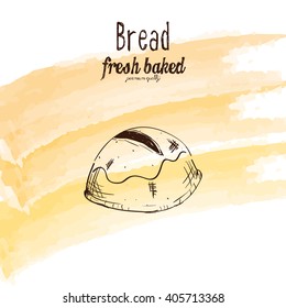 Isolated bread on a textured background with text