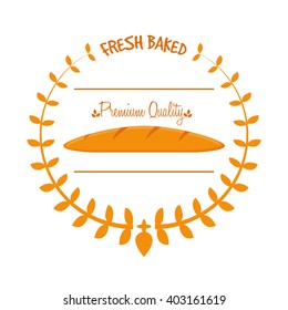 Isolated bread on a white background with text and a laurel wreath