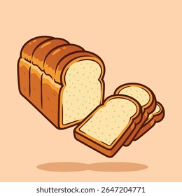isolated bread slice of bread bakery cartoon vector illustration