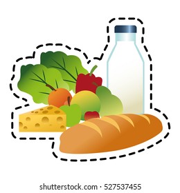 Isolated bread vegetables and fruits design