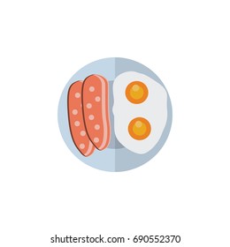 Isolated Breakfast Flat Icon. Fried Egg Vector Element Can Be Used For Egg, Breakfast, Sausage Design Concept.