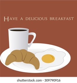 Isolated breakfast on a colored background with text. Vector illustration