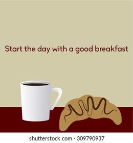 Isolated breakfast on a colored background with text. Vector illustration