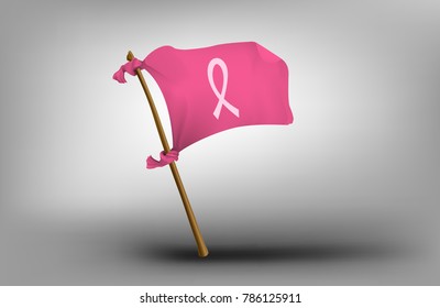 Isolated Breast Cancer Awareness flag with Pink Ribbon. Vector EPS