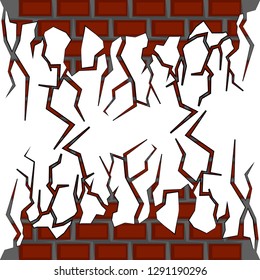 Isolated brick wall cracked. Vector illustration design