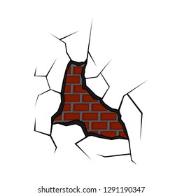 Isolated brick wall cracked. Vector illustration design