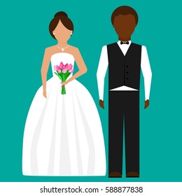 Isolated bride and groom