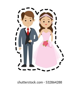 Isolated bride and groom design