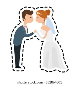 Isolated bride and groom design