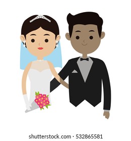 Isolated bride and groom design
