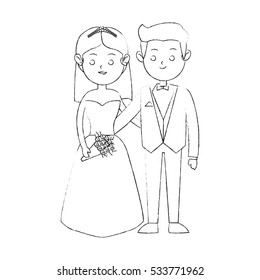 Isolated bride and groom design