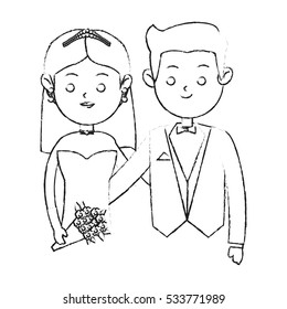 Isolated bride and groom design
