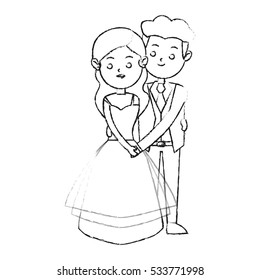 Isolated bride and groom design