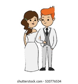 Isolated Bride and groom design