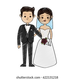 Isolated bride and groom design