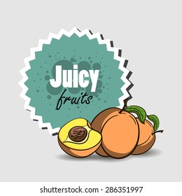 Isolated bright banner with hand drawn peach. Vector illustration