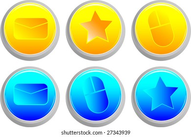 isolated bright colored button icon set