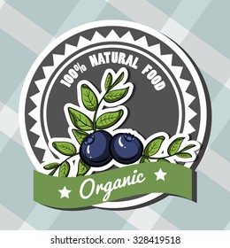 Isolated bright label with hand drawn blueberry. Vector illustration.