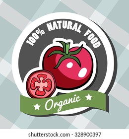 Isolated bright label with hand drawn tomato. Vector illustration.