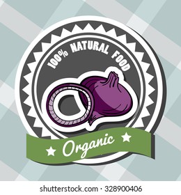 Isolated bright label with hand drawn onion. Vector illustration.