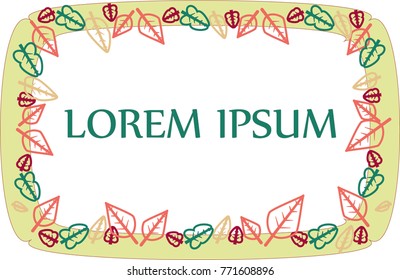 Isolated bright light frame with a pattern of leaves