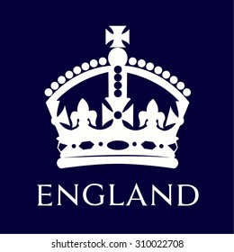 Isolated British Crown On A Blue Background. Vector Illustration