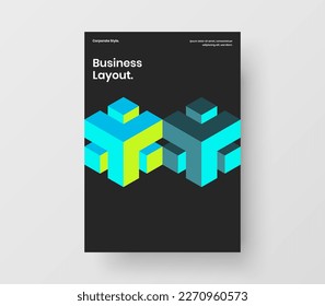 Isolated brochure vector design template. Bright geometric tiles annual report illustration.
