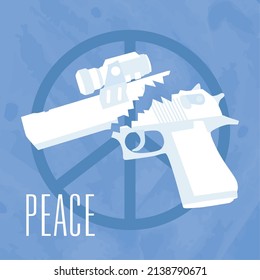 Isolated Broken Gun On A Peace Symbol Peace Concept Background Vector