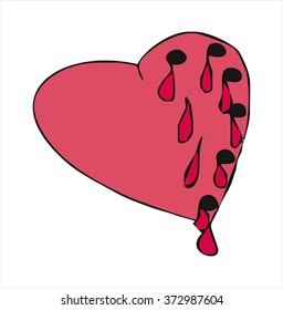 isolated broken heart, cartoon vector