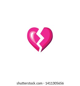 Isolated Broken Heart Vector Icon, Emoji, Emoticon