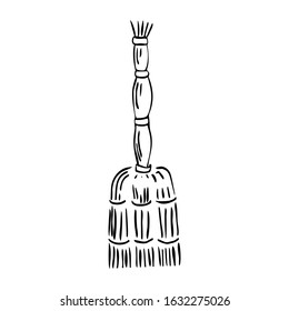 Isolated broom on a white background. Vector illustration of black inventory silhouette.