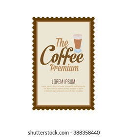 Isolated brown banner with text and a coffee icon on a white background