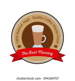 Isolated brown banner with text and a coffee icon on a white background