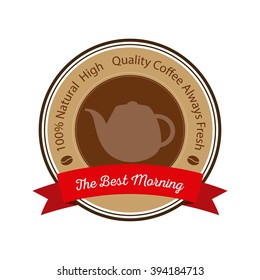 Isolated brown banner with text and a coffee icon on a white background
