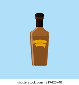 an isolated brown bottle on a blue background