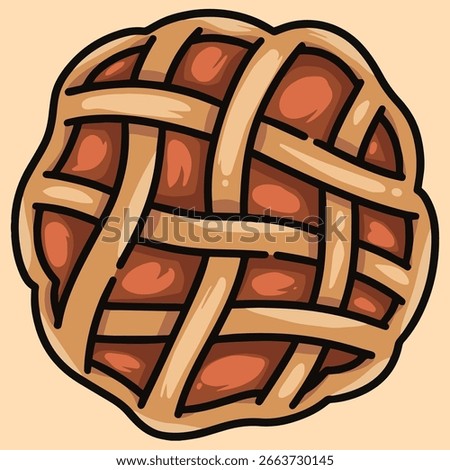 Isolated brown caramelized apple pie isolated vector Illustration