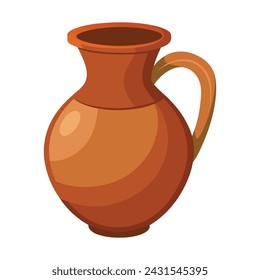 Isolierte braune Keramik Krug Ton Vase Vektor-Illustration