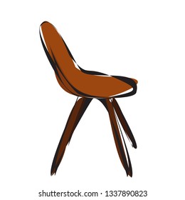 isolated, brown chair, sketch