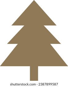 Árbol de Navidad marrón aislado, Feliz Navidad, tarjeta de vacaciones, ilustración vectorial
