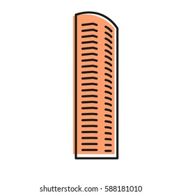 Isolated brown color skyscraper in lineart style icon, element of urban architectural building vector illustration