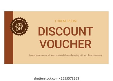 Isolated brown discount voucher template. Vector illustration