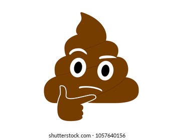 The isolated brown dung pondering, thinking or deep in thought face with index finger resting on its chin