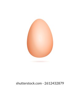 Isolated brown egg on a white square background. Happy Easter. Colorful holiday flat vector illustration.