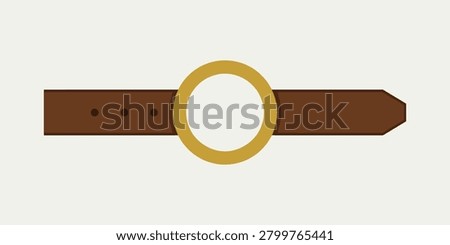 Isolated brown leather belt featuring a classic gold circular buckle. Ideal for fashion retail, e-commerce displays, accessory catalogs, and apparel marketing campaigns.