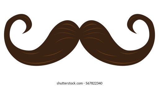 Isolated brown mustache on a white background, Vector illustration