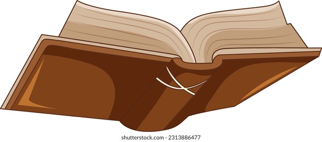 Isolación de dibujos animados de libros abiertos de color marrón