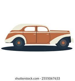Isolated Brown retro car in flat style