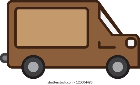 Isolated brown shipping truck with empty sign