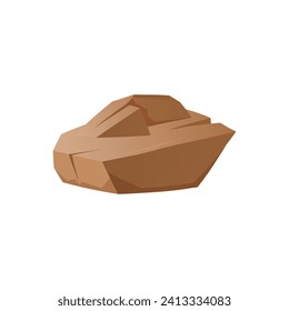 Isolated brown stone, vector illustration for game design on white background, flat cartoon style. Simple icon cobblestone. Boulder or gem, part of rock. Nature object for app and ui.