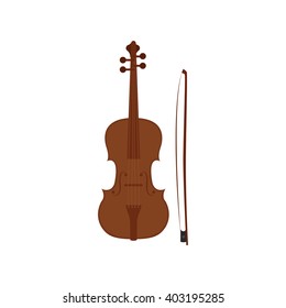 Isolated brown violin on a white background